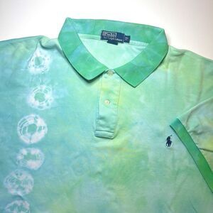 Polo Ralph Lauren Green‎ Tie-Dye Orb Soft Cotton Polo Shirt Men's 3XL Big VTG